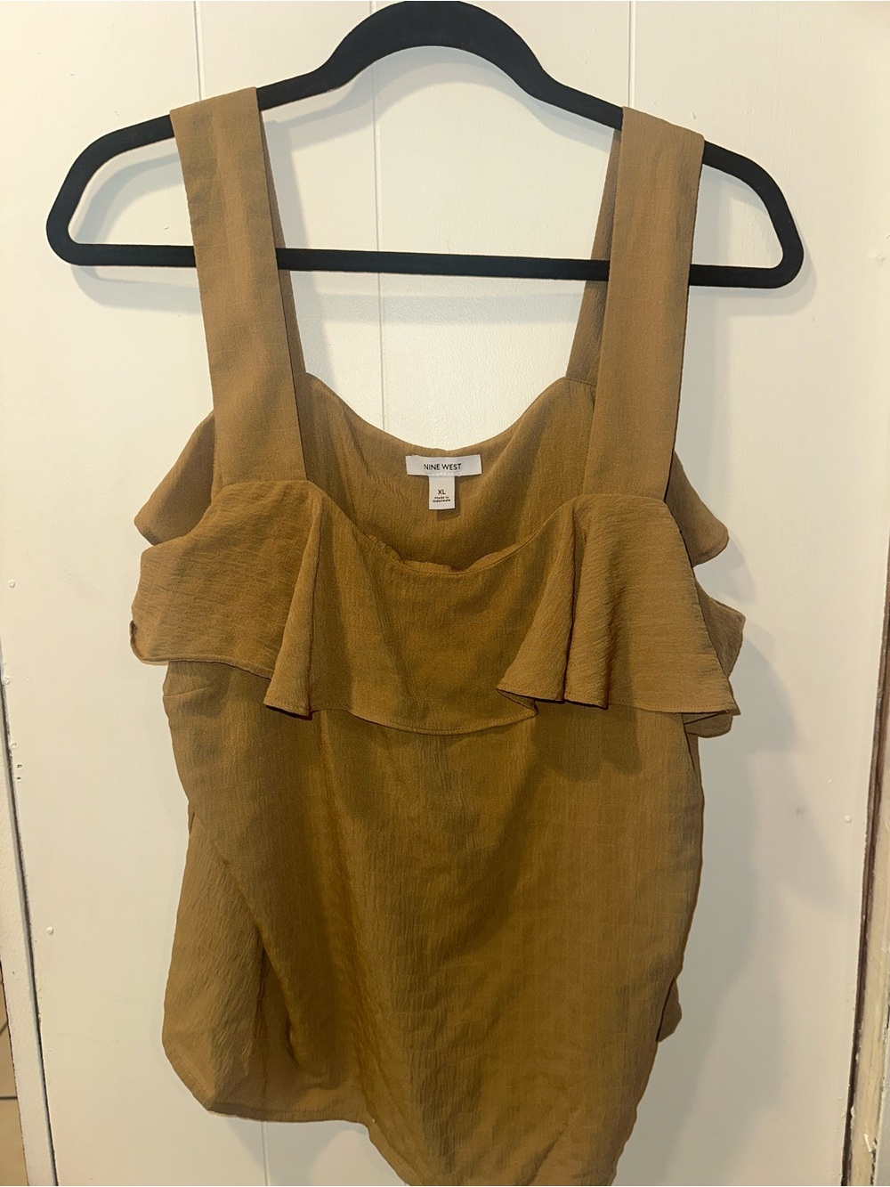 Nine West Women's Ruffle-Front Tank Top in Mustard